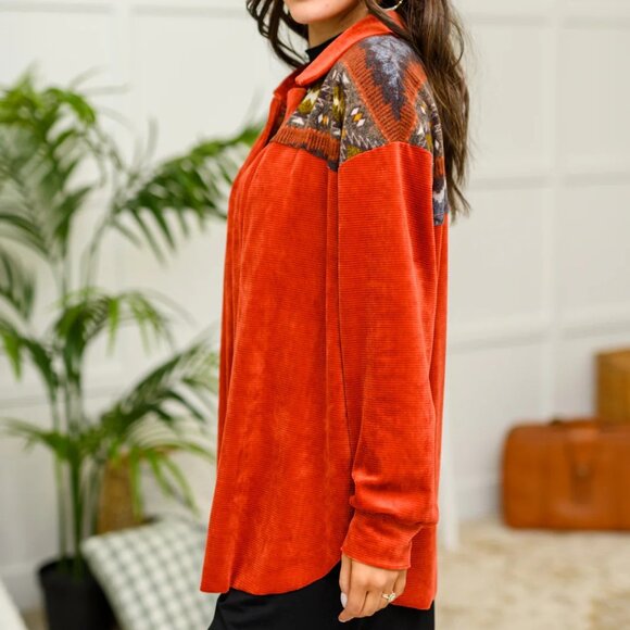 Cozy Cabin Days Open Front Sweater Burnt Orange - Picture 5 of 8